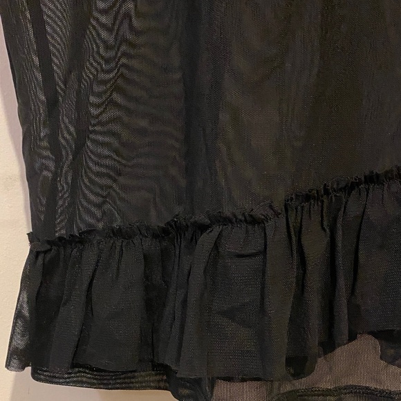 Chic Black Sheer Ruffle Top - Picture 2 of 8